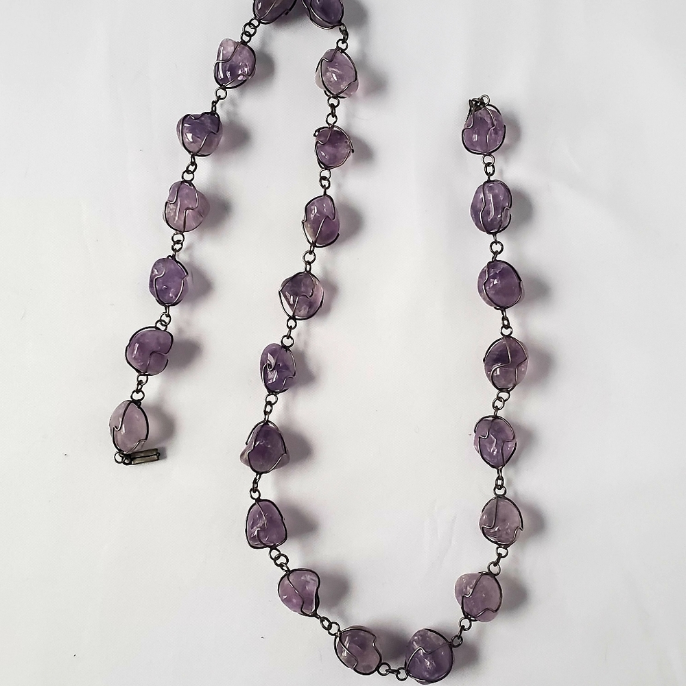 Vintage Tumbled Caged Amethyst Necklace